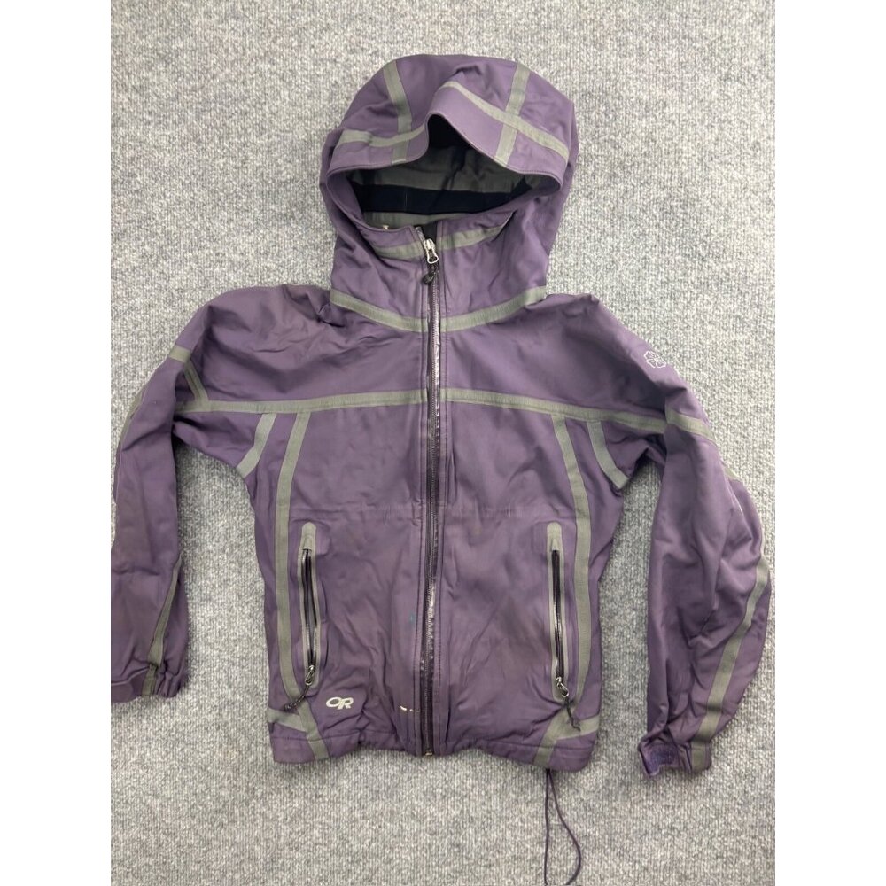 Outdoor Research Mithril Jacket Women's XS Purple Gray Hooded Full Zip Pockets